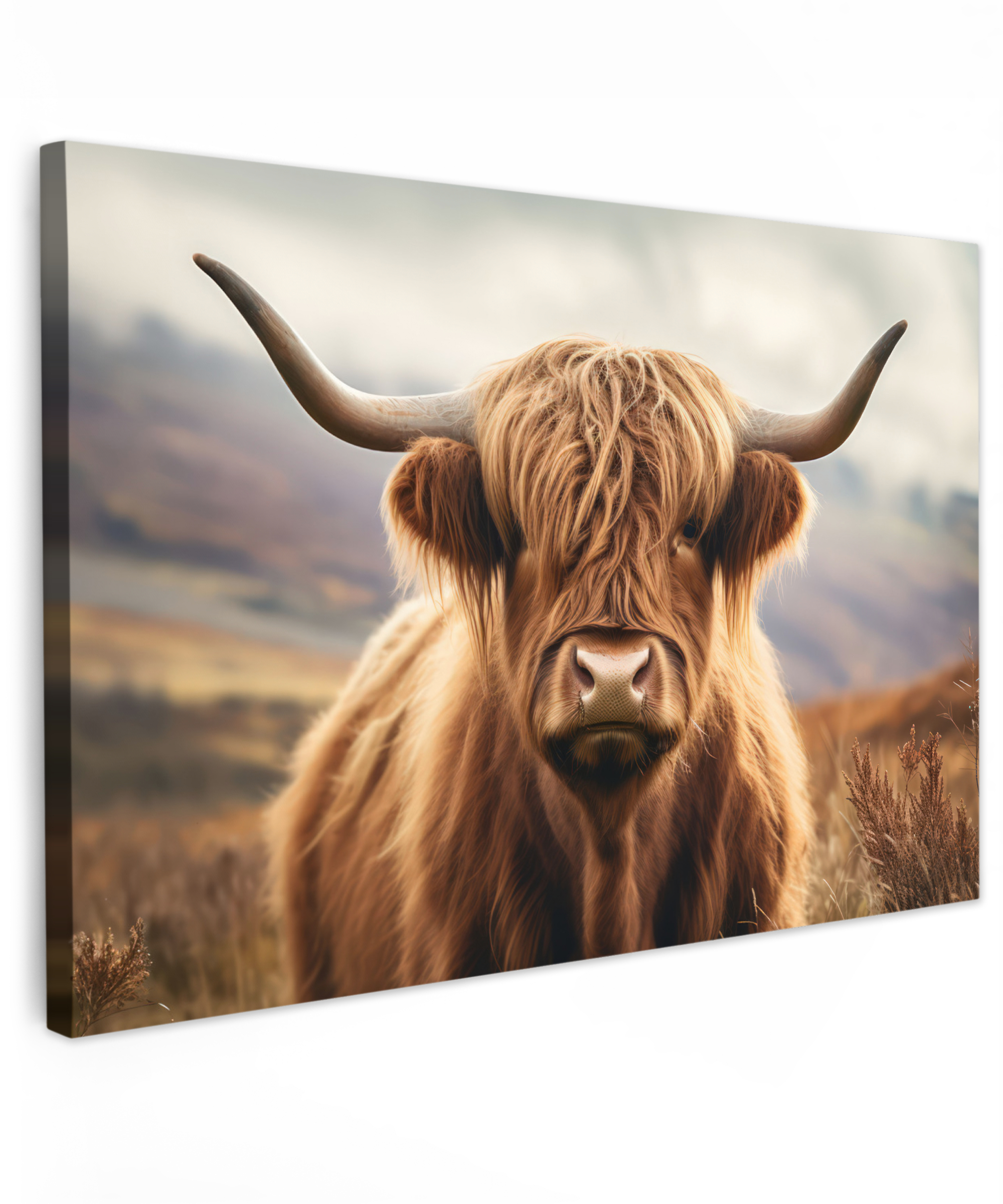 Canvas schilderij - Schotse hooglander - Landschap - Dier